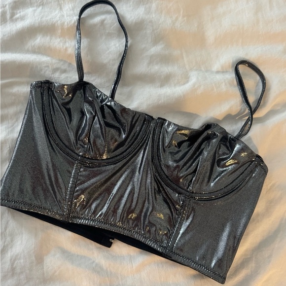 Forever 21 metallic gray bustier bra top | size M| brand new - Picture 7 of 9